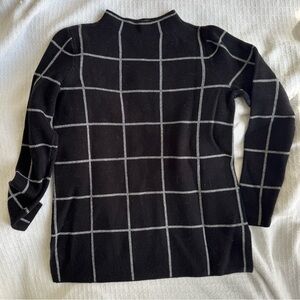 LOFT Black Windowpane Turtleneck Sweater